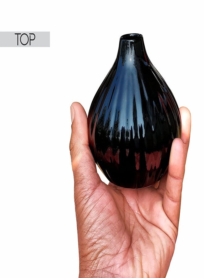 Pure Source India Ceramic Vase with 6 Pcs Reed Sticks for Home Décor || Center Table || Bedroom || Living Room and Office Decoration (Black) - Image 4